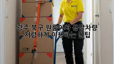 광주 북구 원룸이사? 용달차량 저렴하게 이용하는 꿀팁! ✨